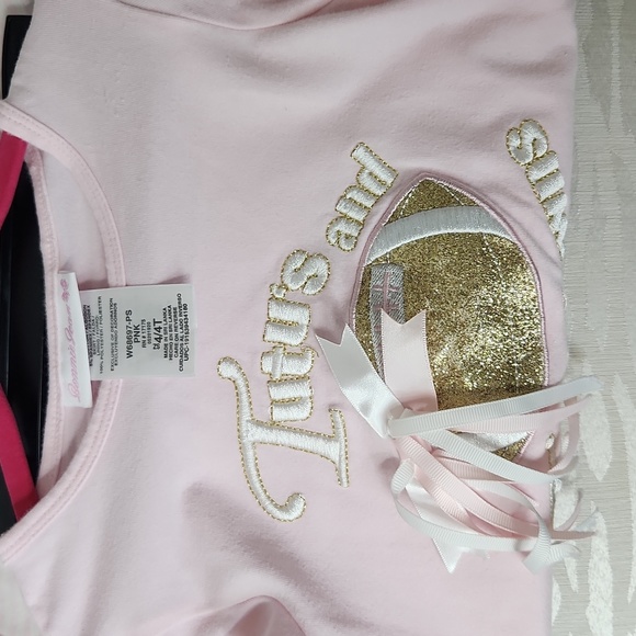 Bonnie Jean, Football, Tutus and Touchdowns outfit, 4T, Pink, Gold, Striped - Picture 9 of 12